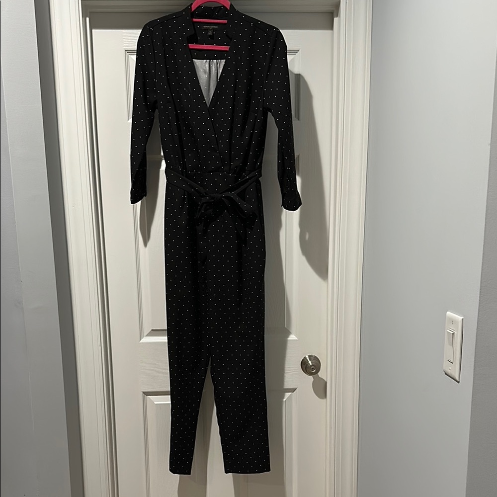 Banana Republic Black Polka Dot Crossbody Jumpsuit